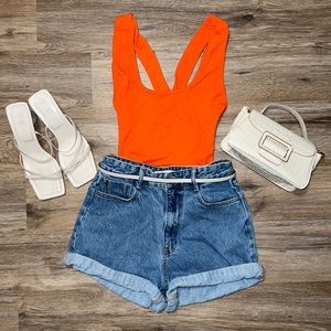 MISSGUIDED strappy back bodysuit-orange